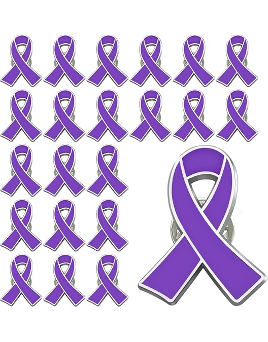 Alzheimer's Awareness Ribbon Lapel Pin – Purple & Gold Pewter Pin