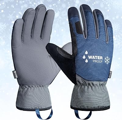 KAYGO Waterproof Thermal Work Gloves - Men Women, Fleece Lined, Warm, Large