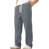 JOTOOK Mens Casual Corduroy Pants Lightweight Elastic Waist Drawstring Pants Straight Baggy Pants with Pockets