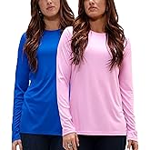 DEVOPS Women's 2-Pack UPF 50+ Long Sleeve Sun Protection Quick Dry T-Shirts for Running Workout
