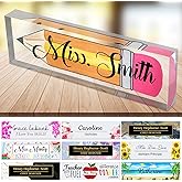 Personalized Desk Name Plate for Teachers Custom Name Plaque Sign for Desks Office Customized Desk Plate Acrylic Block Teacher Gift 8x2.5 inch