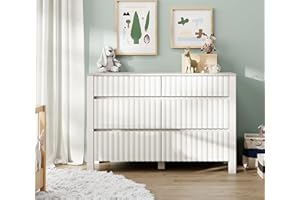 WAMPAT 6 Drawers Nursery Dresser Chest for Bedroom,Baby Dresser Changing Table Wood Closet with Storage Organizer Cabinet wit