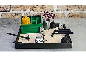 Munnygrubbers - Dumpster Fire Zen Garden - Made in USA - Large 7" x 7" - Fine Sand Included - Desk Accessory Box Garden - Funny Novelty Gift - Fidget Stress Relief