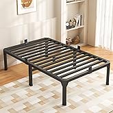 ROIL 14 Inch Twin Size Bed Frame with Mattress Slide Stopper - Single Black Basic Anti Squeak Steel Slats Metal Platform, Heavy Duty Noise Free Easy Assembly Bedframes, No Box Spring Needed