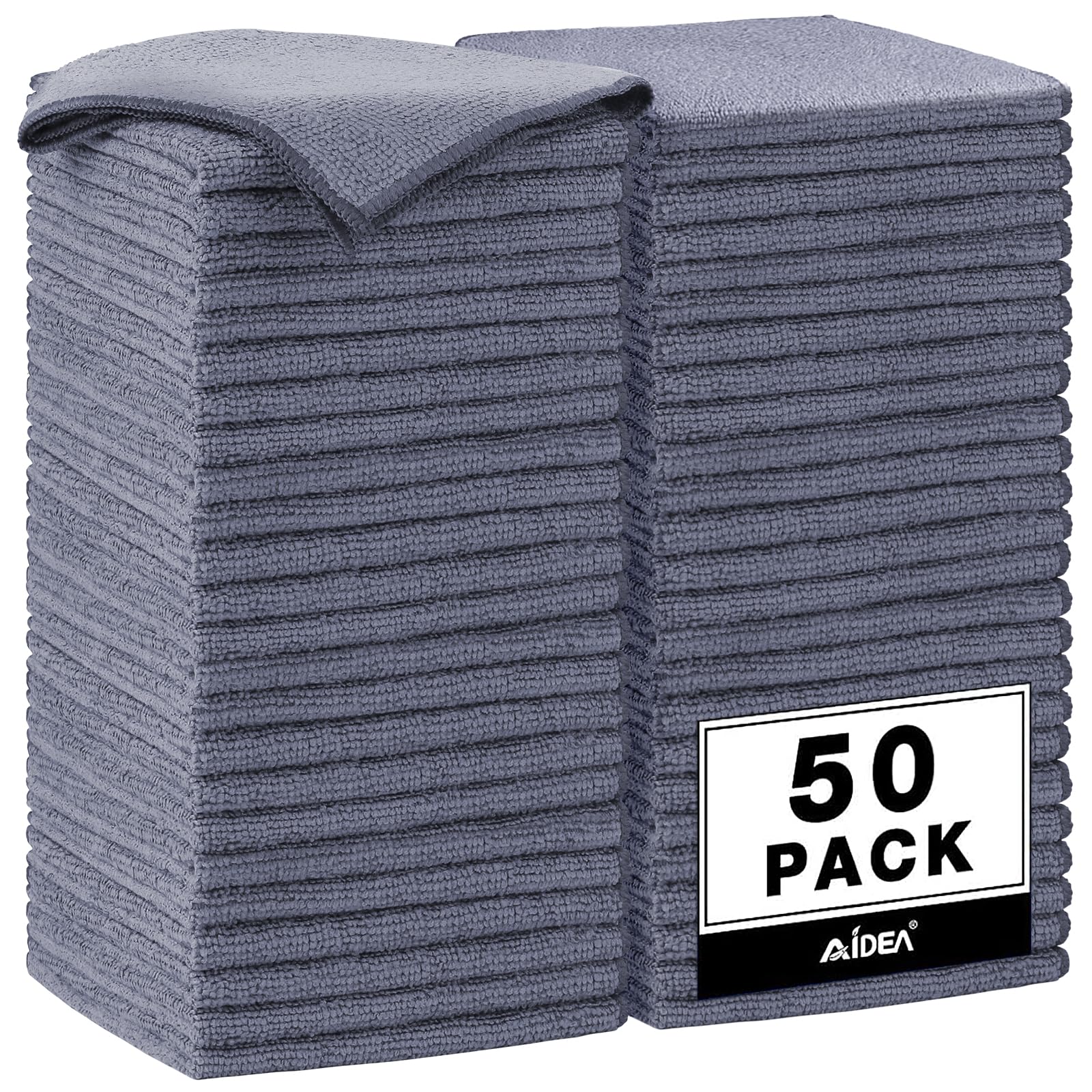 Photo 1 of AIDEA Microfiber Cleaning Cloth Grey 50PK, Microfiber Towels for Cars, Premium Car Cloths, Dusting Cloth Lint Free Cleaning Rags for SUVs, House, Kitchen, Window, Workshops,12×12"