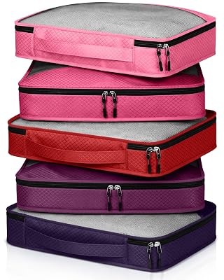 Bulyoou 5 Pcs Packing Cubes for Suitcase Large Travel Cubes Carry on Luggage Organizer Bags for Clothes Accessories(L,Purple)