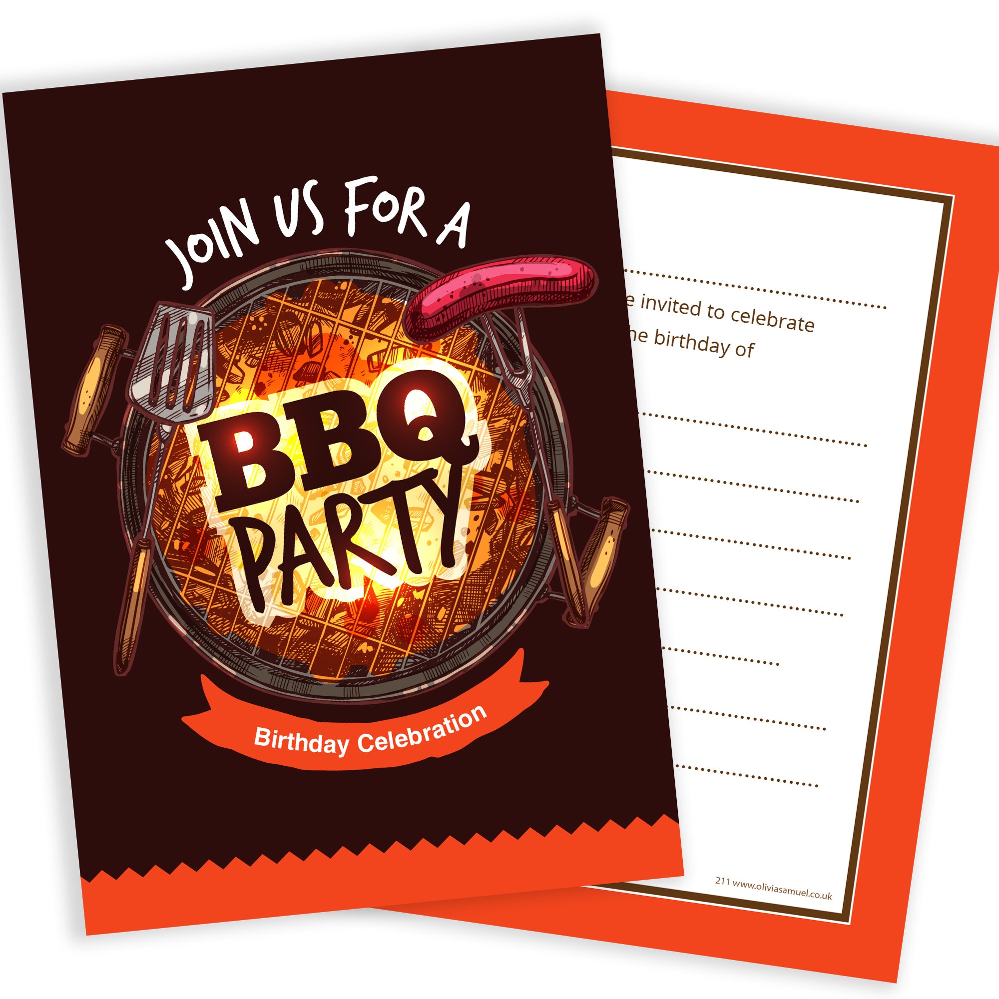 Olivia Samuel 20 x BBQ Birthday Party Invitations from Ready to Write with Envelopes