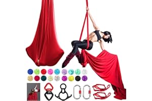 PRIORMAN Aerial Silk Set, Premium 9Yards/8.2m Medium Stretch Fabric Silks, Perfect for AntiGravity Hammock Yoga Training & Dance Circus Performances Includes Hardwares & Daisy Chains