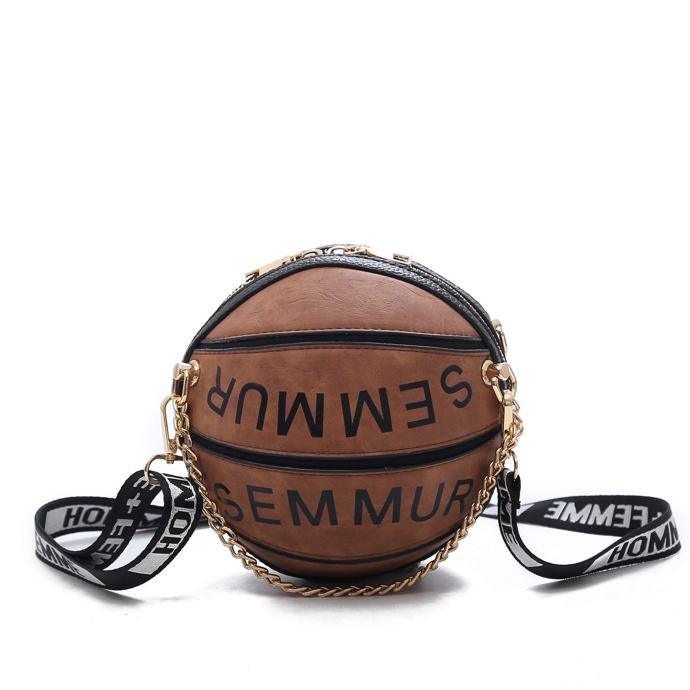 Womens Basketball Handbag Basketball Shaped Handbag Crossbody Shoulder Bag Purse Messenger Bag