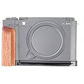 Foto4easy Wooden L-Shape Side Handle Grip Hand Grip for Fujifilm X-M5 Camera,Quick Release Plate for Arca-Swiss,1/4"-20 Mounts (Black)