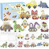 10MM Fuse Beads Kit for Kids - Mixed Colors Fuse Bead Craft Set with Pegboard, Ironing Papers and Accessories, XL Iron Beads for Craft, DIY Arts and Crafts Toys for Kids Gifts for Girls Boys Age 5+