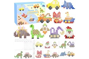 AJAZPER 10MM Fuse Beads Kit for Kids - Mixed Colors Fuse Bead Craft Set with Pegboard, Ironing Papers and Accessories, XL Iron Beads for Craft, DIY Arts and Crafts Toys for Kids Gifts for Girls Boys Age 5+