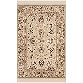 SAFAVIEH Tabriz Floral Collection Area Rug - 2' x 3', Ivory & Ivory, Silk & Wool, Ideal for Living Room, Bedroom, Accent Spac