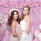 Pink Foil Fringe Curtain Backdrop 2Pcs 1x2.5m Laser Sparkle view 7