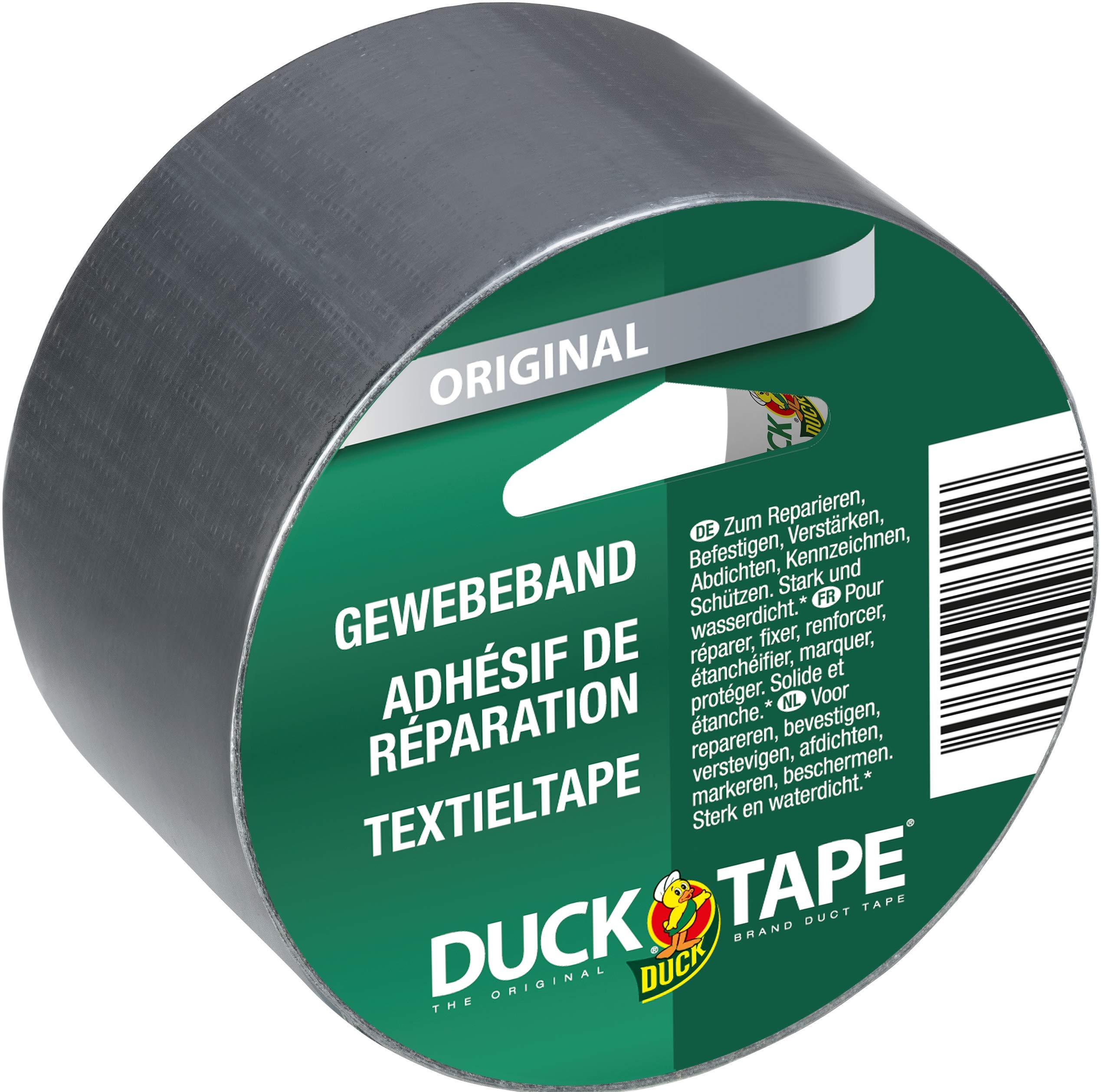 Duck Original Silver Duck Tape, 5m x 5m. The orginal high strengh waterproof gaffer and duct adhesive cloth repair tape