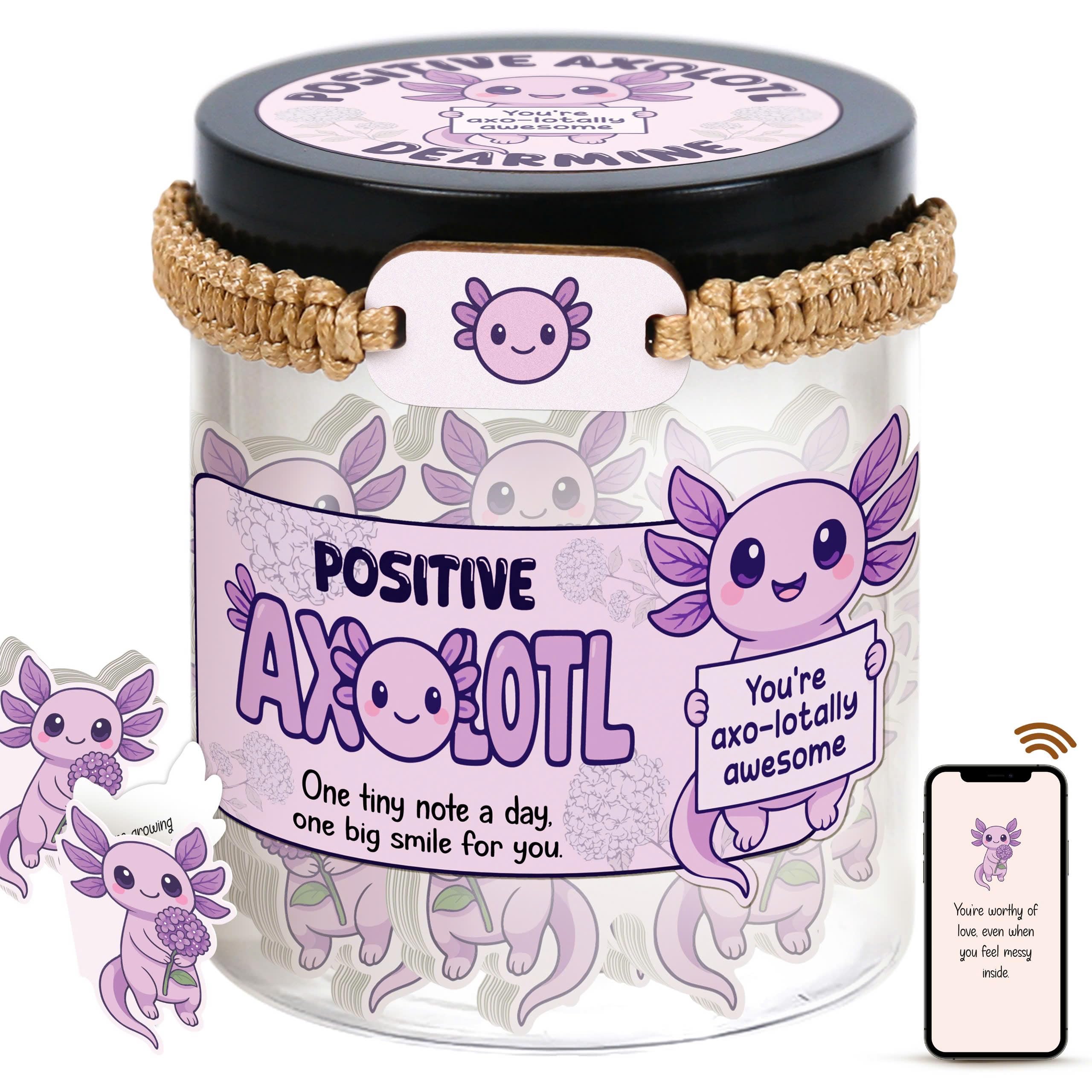 DEARMINE 60 Positive Axolotl Cards Jar, Affirmation