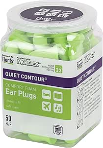 Flents Ear Plugs, 50 Pair, Ear Plugs for Sleeping, Snoring, Loud Noise, Traveling, Concerts, Construction, &amp; Studying, Contour to Ear, NRR 33