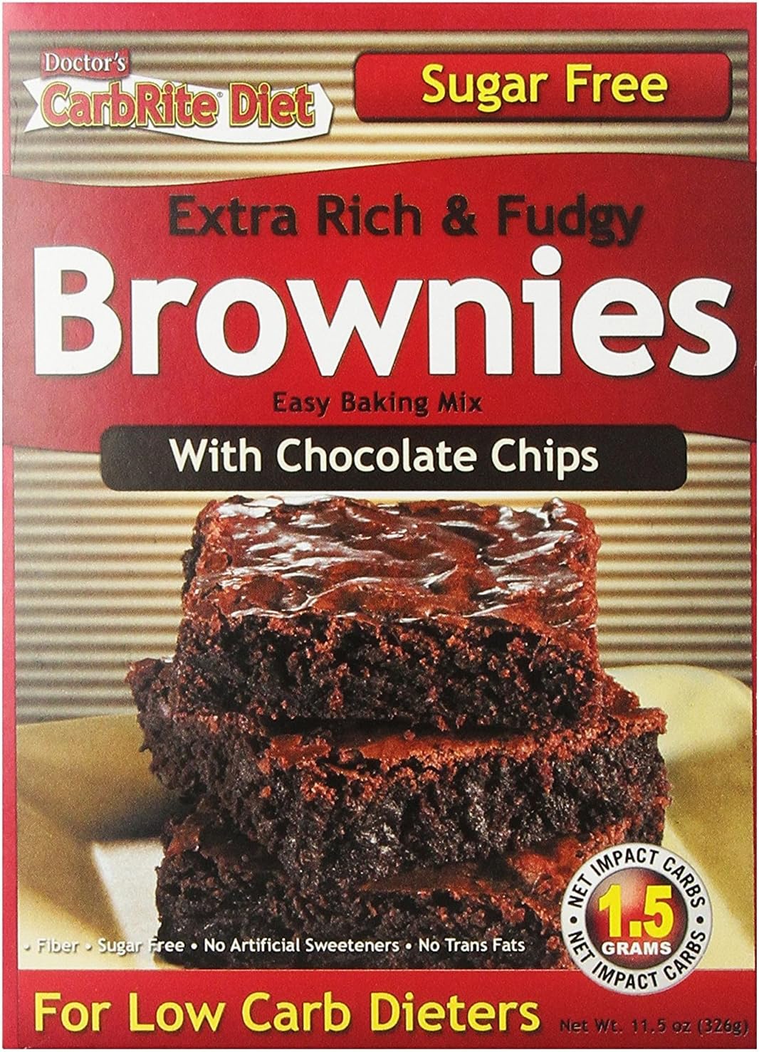 Doctor's CarbRite Diet - Chocolate Chip Brownie Mix, 11.5 oz - Pack of 2