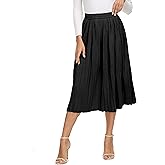 Womens Casual Skirt Elastic High Waist A-line Fairy Skirt Flowy Midi Blow Knee Skirts