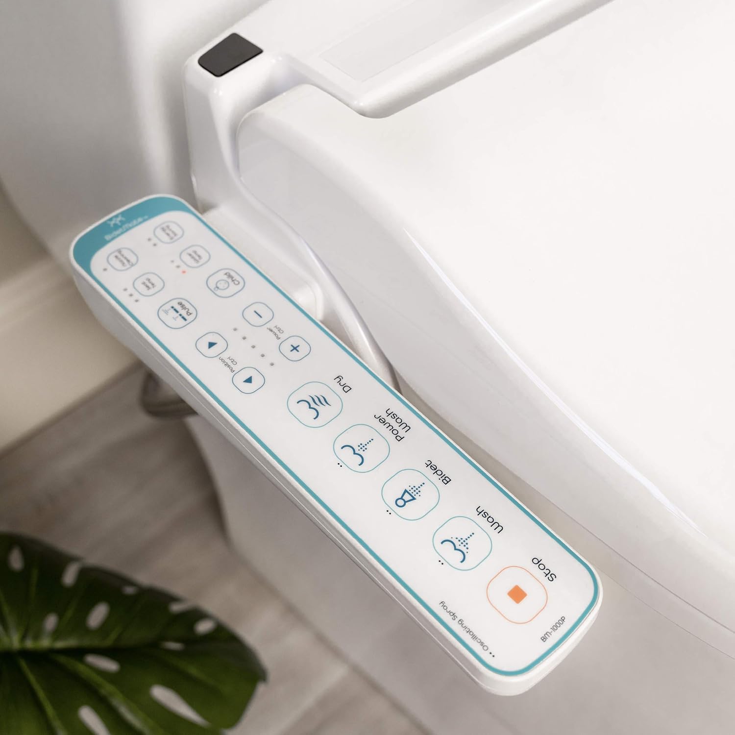 BidetMate 1000 Series Electric Bidet Heated Smart Toilet Seat with Heated Water, Side Panel Remote, and Heated Dryer - Adjustable and Self-Cleaning - Fits Elongated Toilets - - 