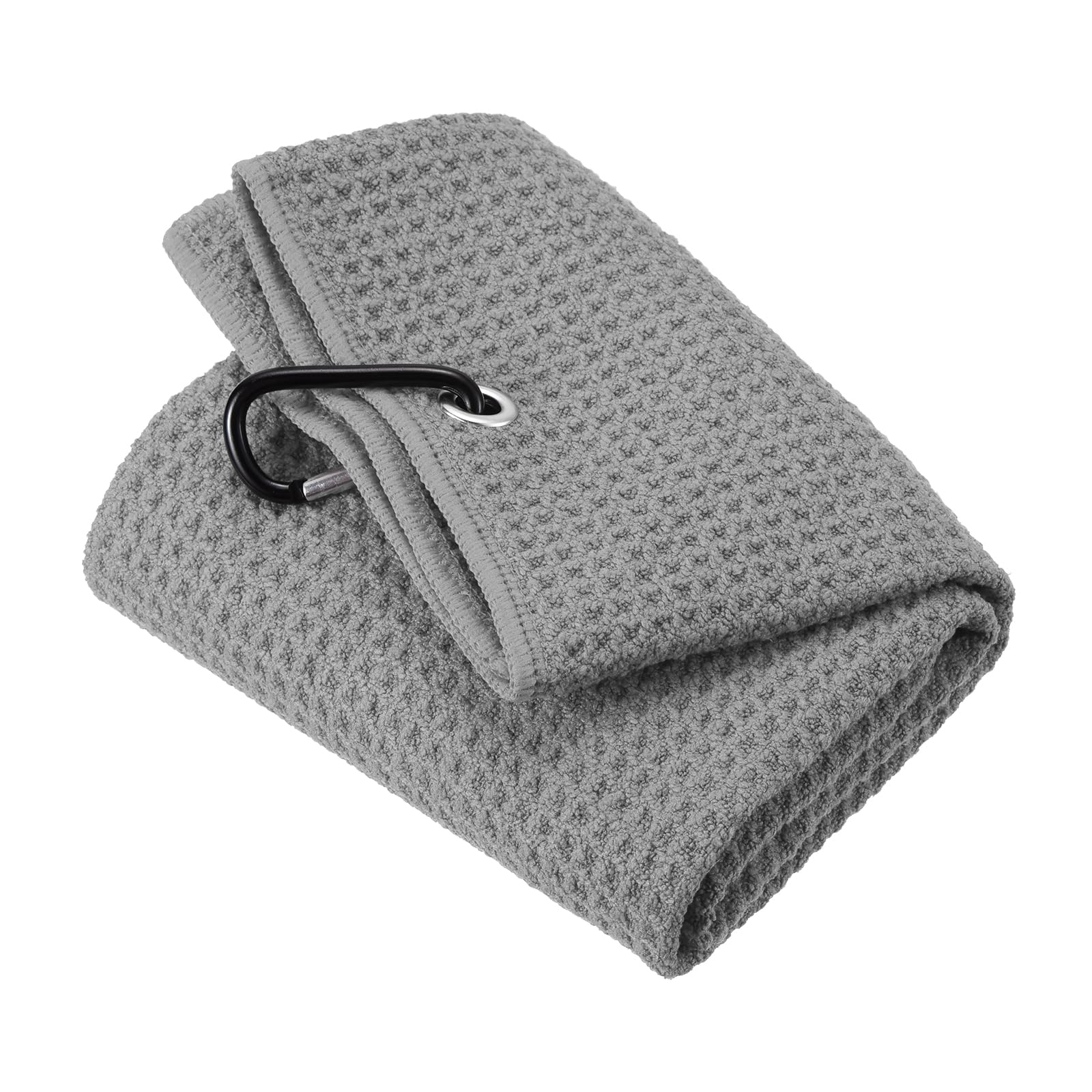 PATIKIL 20"x16" Tri-Fold Golf Towels, Waffle Pattern Towels Soft Fiber Strong Water Absorption with D Clip for Golf Lovers, Grey