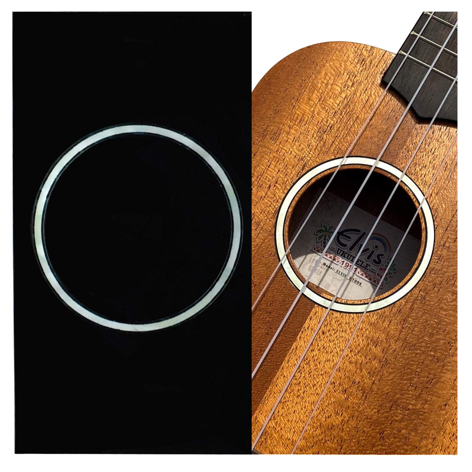 Inlay Sticker for Concert Ukuleles - Soundhole Rosette/Purfling - White Pearl