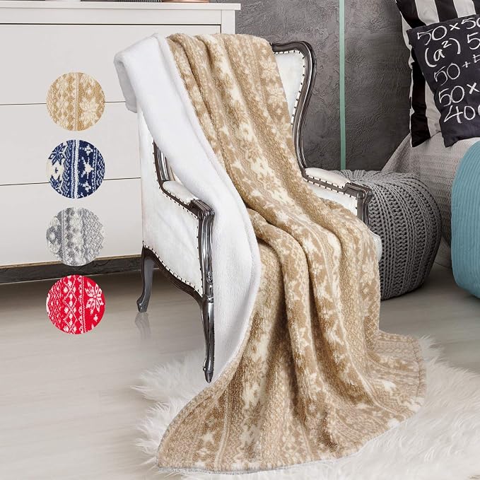 Catalonia Weihnachts-Sherpa-Decke - Wendbar, Super Weich, 127 X 152 Cm, Flauschig & Warm