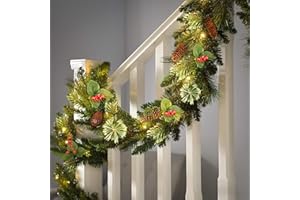 SHareconn 2Pcs 9FT Prelit Artificial Christmas Garland with Color Changing Lights and Timer by Batteries Operated for Mantle Table Stairs Fireplace Xmas Decoration, Holiday Indoor Outdoor, 9 FT, Green