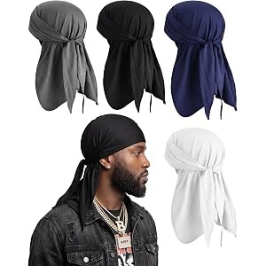 Hercicy 4 Pack Cooling Durags for Men Modal Summer Neck Sun Protection Elastic Cycling Bandana Cap Wicking Helmet Liner