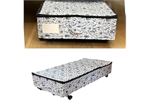 B. MAXWELL GOODS Sturdy rolling underbed storage with wheels or closet organizer for clothes, shoes, toys, linens in beautiful new fabric designs keeps things organized and dust free (black and white flower)