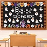 Halloween Bulletin Board Decorations Ghost Classroom Bulletin Board Set Boo Ghost Paper Cutouts DIY Photo Bulletin Board for Halloween Party School Nursery Classroom Wall Decor