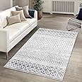 Nailttos Boho Rug for Bedroom, 3x5 Moroccan Vintage Non-Slip Backing Faux Wool Area Rug, Machine Washable Low-Pile Front Door Mat Kitchen Rugs for Living Room Laundry Dinning Room