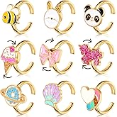 9 Pcs Fidget Anxiety Rings Rotatable Open Ring Set Cute Colorful Spinner Rings for Anxiety Stackable Rotating Calming Worry Adjustable for Women Lady Mood Relieve Stress
