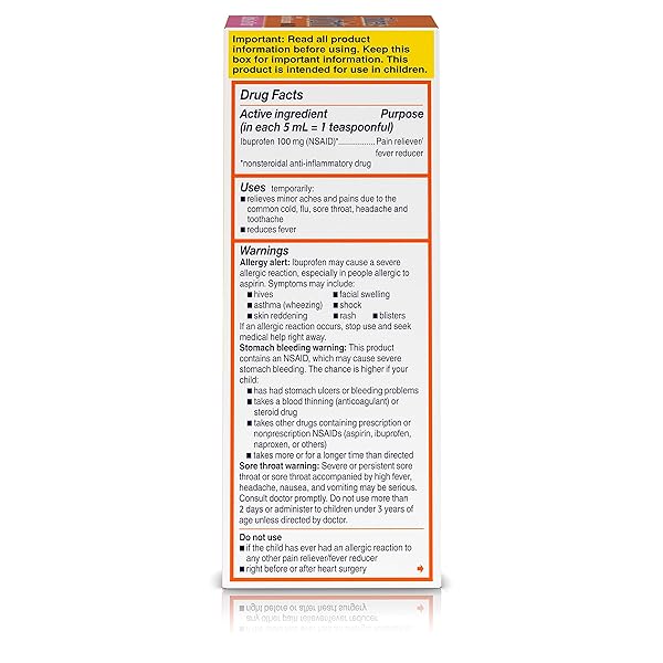 CHILDREN’S MOTRIN ORAL SUSPENSION MEDICINE, 100 MG IBUPROFEN, KIDS FEVER REDUCER & PAIN RELIEVER FOR MINOR ACHES & PAINS DUE TO COLD & FLU, ALCOHOL-FREE, BUBBLE GUM FLAVORED, 4 FL. OZ