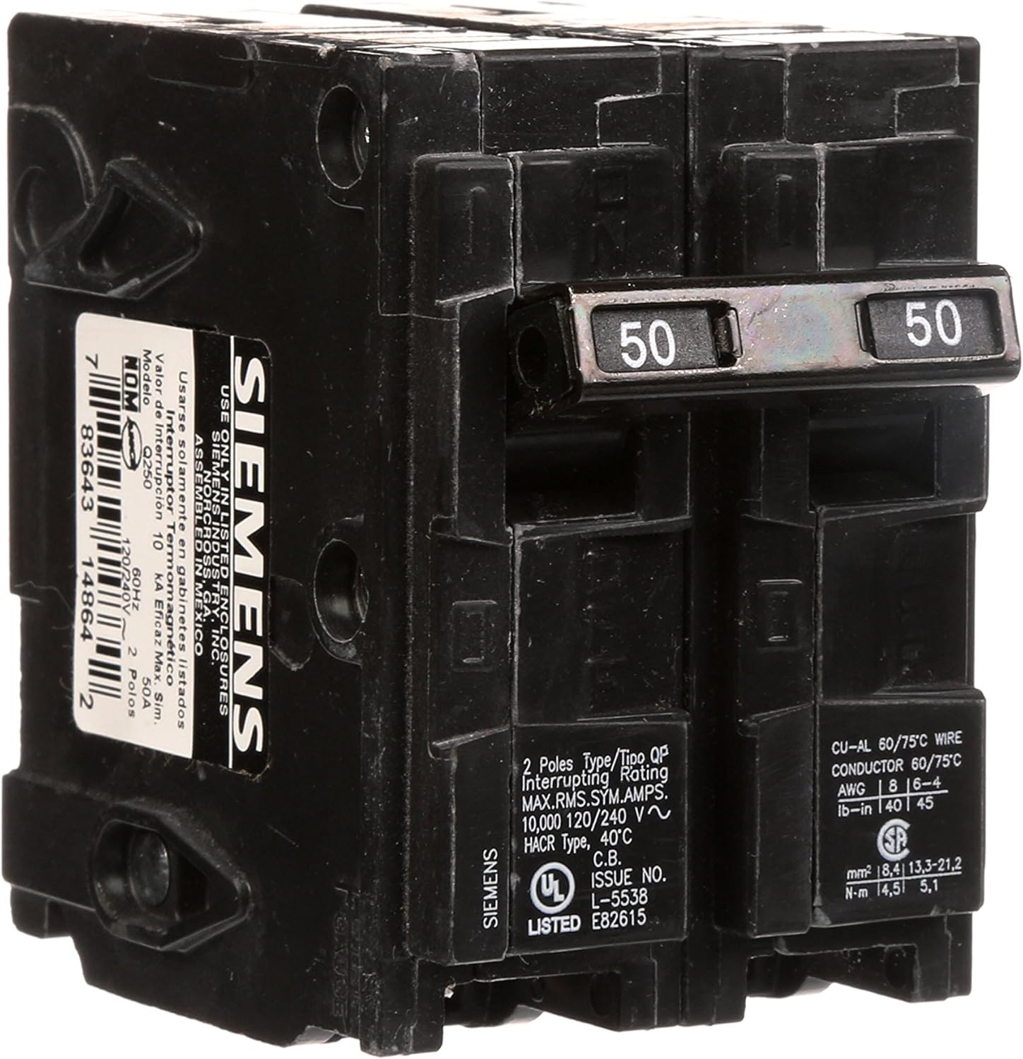 Q250 50-Amp Double Pole Type QP Circuit Breaker - - 