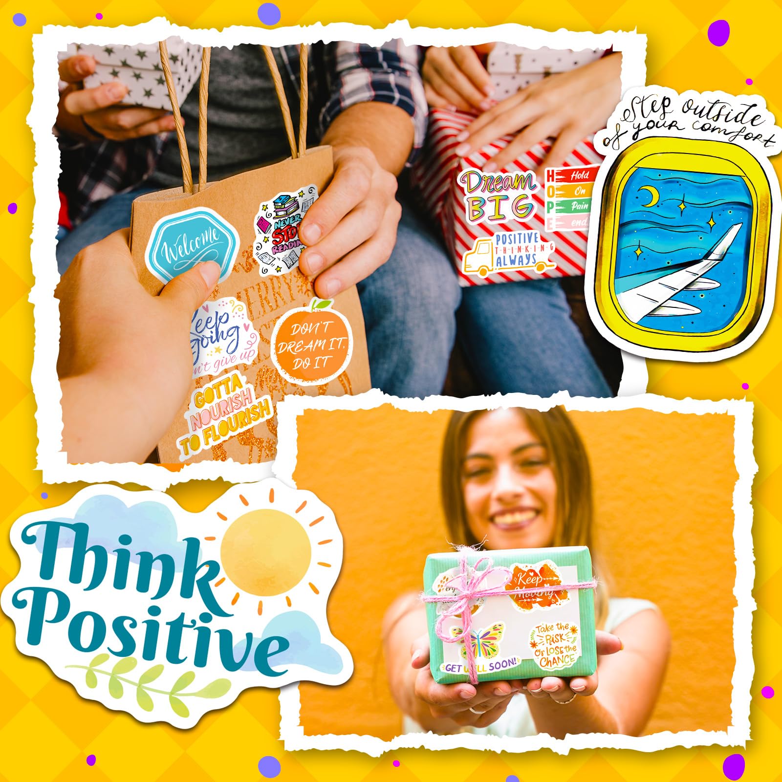Inspirational Stickers 400 PCS - Motivational Vinyl for Laptops, Water Bottles, Journaling, Scrapbook - Positive Quotes for Adults and Kids, WM017