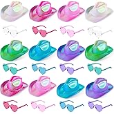 Haysandy 24 Pcs Sparkly Party Hats with Rimless Heart Sunglasses Fun Colorful Party Hats Goggles for Women Men