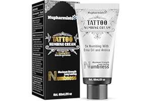 Nupharmisto 6 Hours Maximum Strength Numbing Cream Tattoo (2oz/ 60ml), Tattoo Numbing Cream for Tattoos Extra Strength with 5x Numbing, Emu Oil and Arnica. 2oz/ 60ml