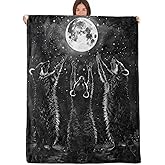 RQTWC Raccoon Moon Throw Blanket Gifts for Boys Girls Kids Adults, Starry Night Full Moon Theme Flannel Blankets for Travel Sofa Living Room Decor 50"X60"