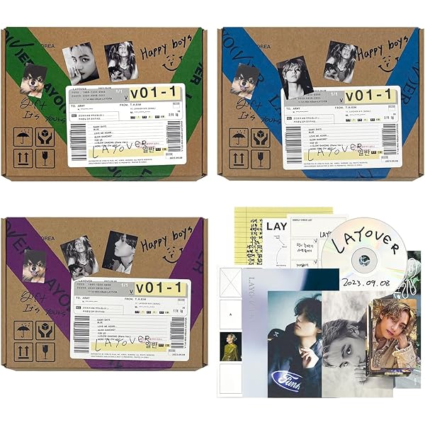 Amazon.com: BTS V [LAYOVER] Album ( VER.1 : GREEN / VER.2 : BLUE