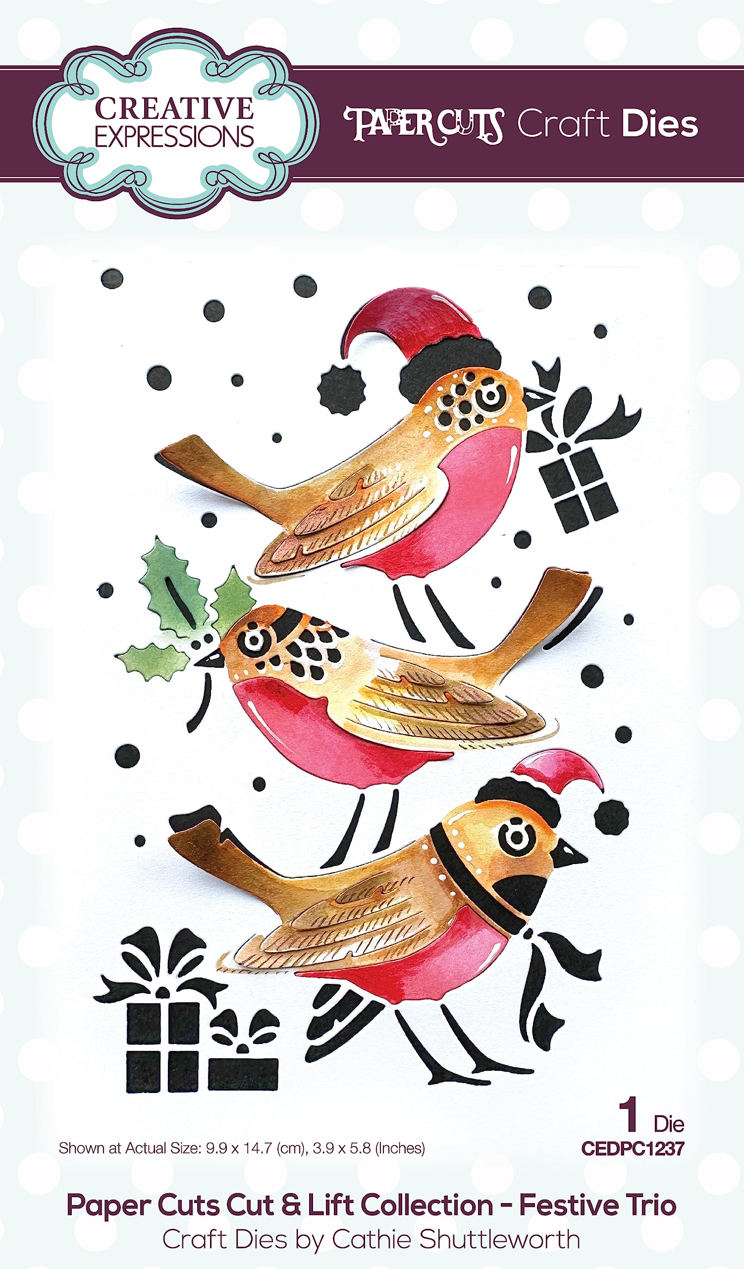 Creative Expressions Paper Cut & Lift Collection-Festive Trio Craft Die, Metal, 3.9 in x 5.8 in