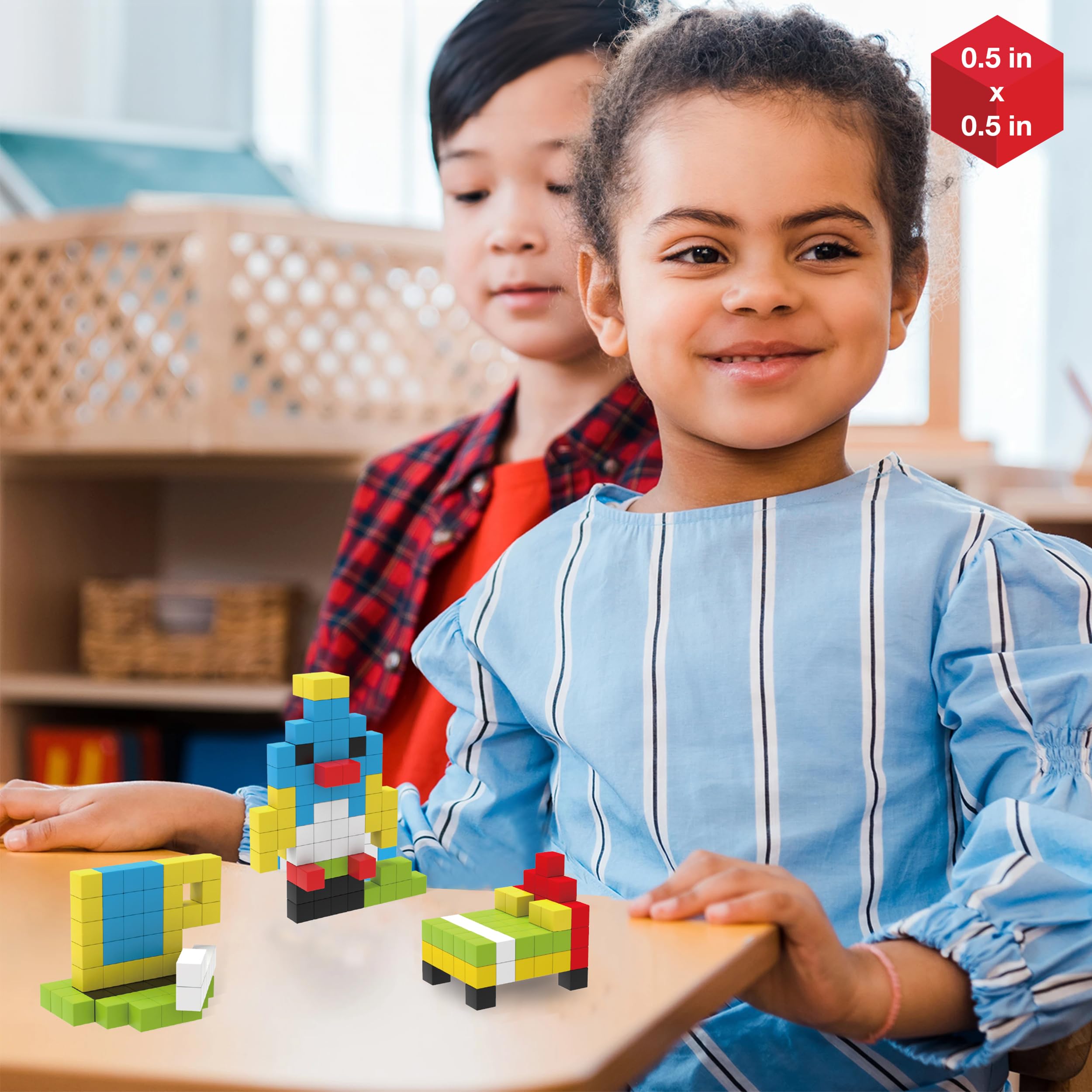 PicassoTiles 100pcs 0.5” Pixel Magnetic Puzzle Cube Mix & Match Cubes Sensory Toys STEAM Education Learning Building Block Magnets Children Construction Toy Set Stacking Magnet Creative Kit PMC100