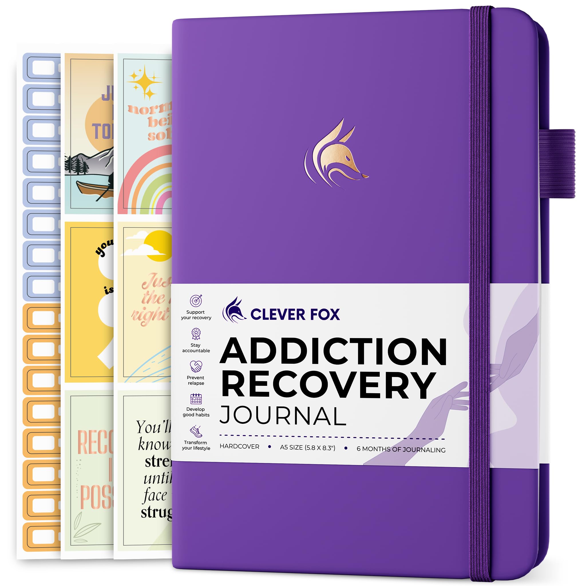 Clever Fox Addiction Recovery Journal – Guided Sobriety Workbook for Alcohol, Drug, Gambling, Eating & Other Addictions – Daily Planner to Support Recovery Progress – A5 Size (Purple) — image 1