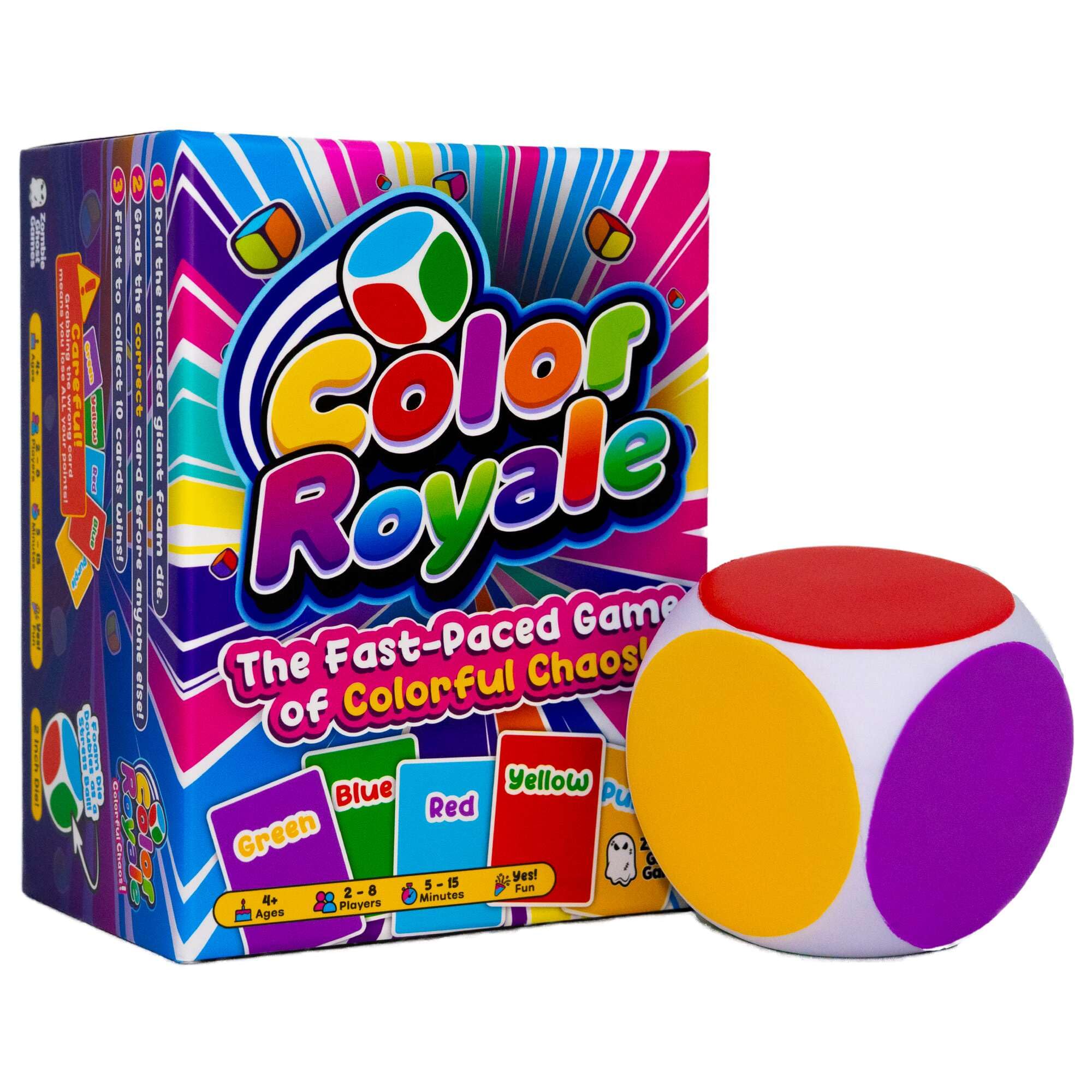 Photo 1 of Zombie Ghost Games Color Royale Fast-Paced Family Card Game, Party Game for Kids and Adults, Color-Matching with Foam Stress Ball Die and Multiple Game Modes, Ages 4+ for 2-8 Players