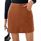 Kate Kasin Women Corduroy Skirt Mini Pencil Skirt Elastic High Waist Skirt with Pockets 2025