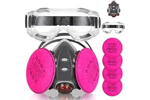 SFBOSF Respirator Mask, Reusable Gas Mask with Safety Glasses and 4Pcs 2097 Filters, Half Face Cover Against Organic Vapor/Dust/Chemical/Particle/Asbestos Perfect for Spray Paint, Painting, Sanding Work