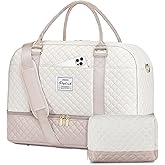 Travel Duffle Bag Weekender for Women: Travel Duffel Bag Carry-On Overnight Bag with Shoe Compartment & Wet Pocket Large Weekend Tote Bag withGym Duffel Bag for Hospital Beige
