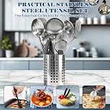 BEWOS 15-Piece Stainless Steel Kitchen Utensil Set with Bag Storage Bin view 7