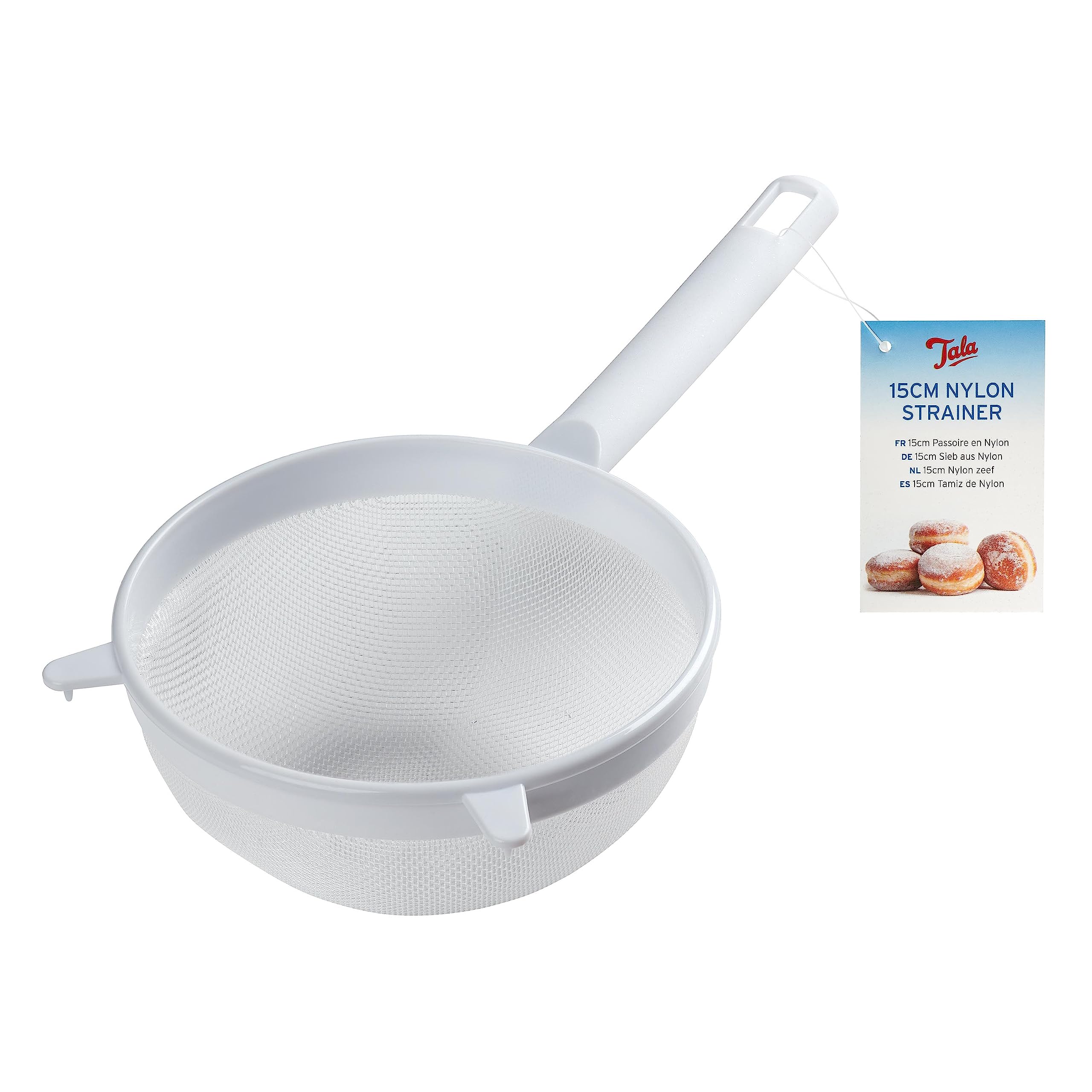 Tala 15cm White Nylon Sieve, Perfect for Straining, rinsing and Washing a Wide Selection of Foods Including Rice, Pulse Beans, Salad, Fruit and Vegetables, Dishwasher Safe