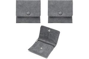 WSXBAGY 2pcs Small Zipper Velvet Jewelry Pouches Jewerly Bags Jewelry Organizer Cases Jewerly Rolls Small Bags for Jewelry Gift Bags Little Bags for Jewelry Travel Jewelry Pouch, 4"x4", Grey